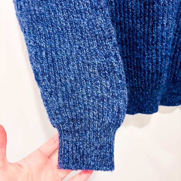 TWIK by SIMONS Navy Wool Sweater Textured Knit Cozy Crewneck | Small * - Picture 4 of 8